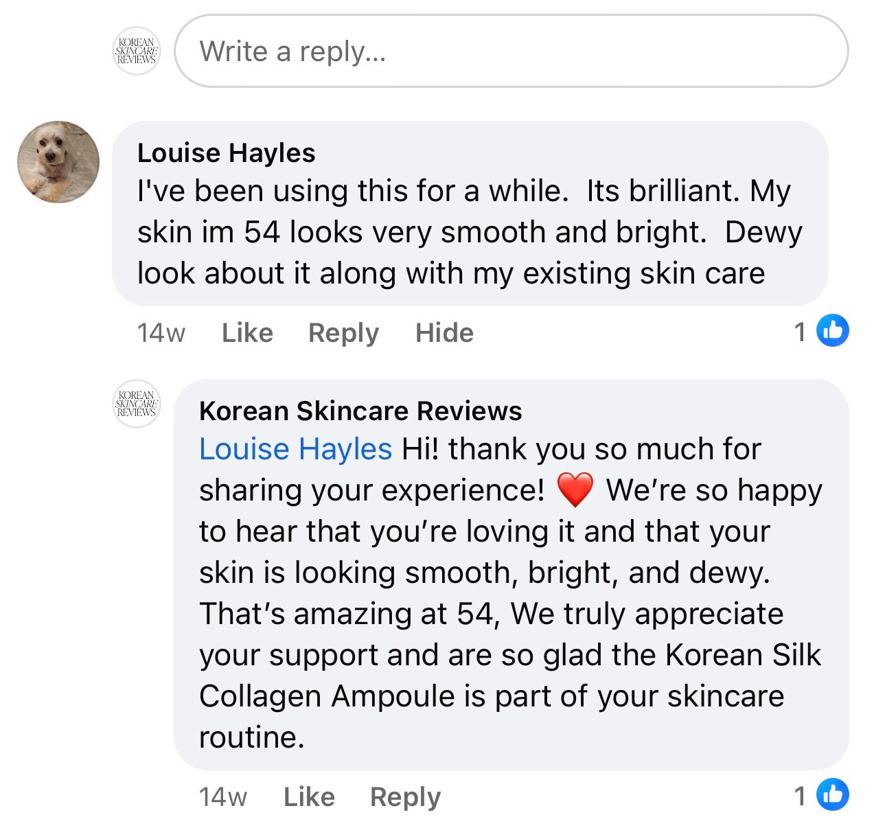 Facebook comment screenshot