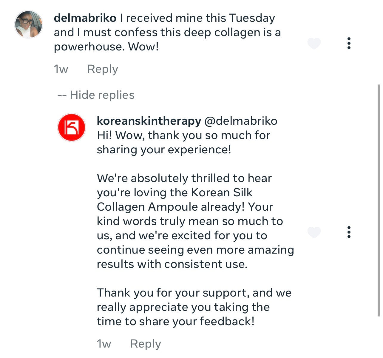 Facebook comment screenshot