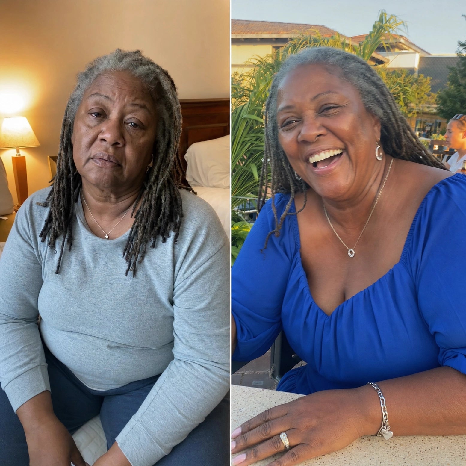 Woman, 72, in a living room in natural light