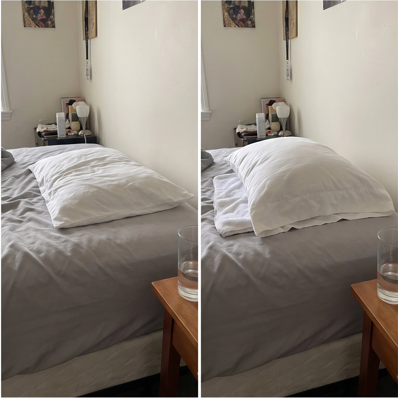 Woman 65+ in bed with head slightly elevated on two pillows
