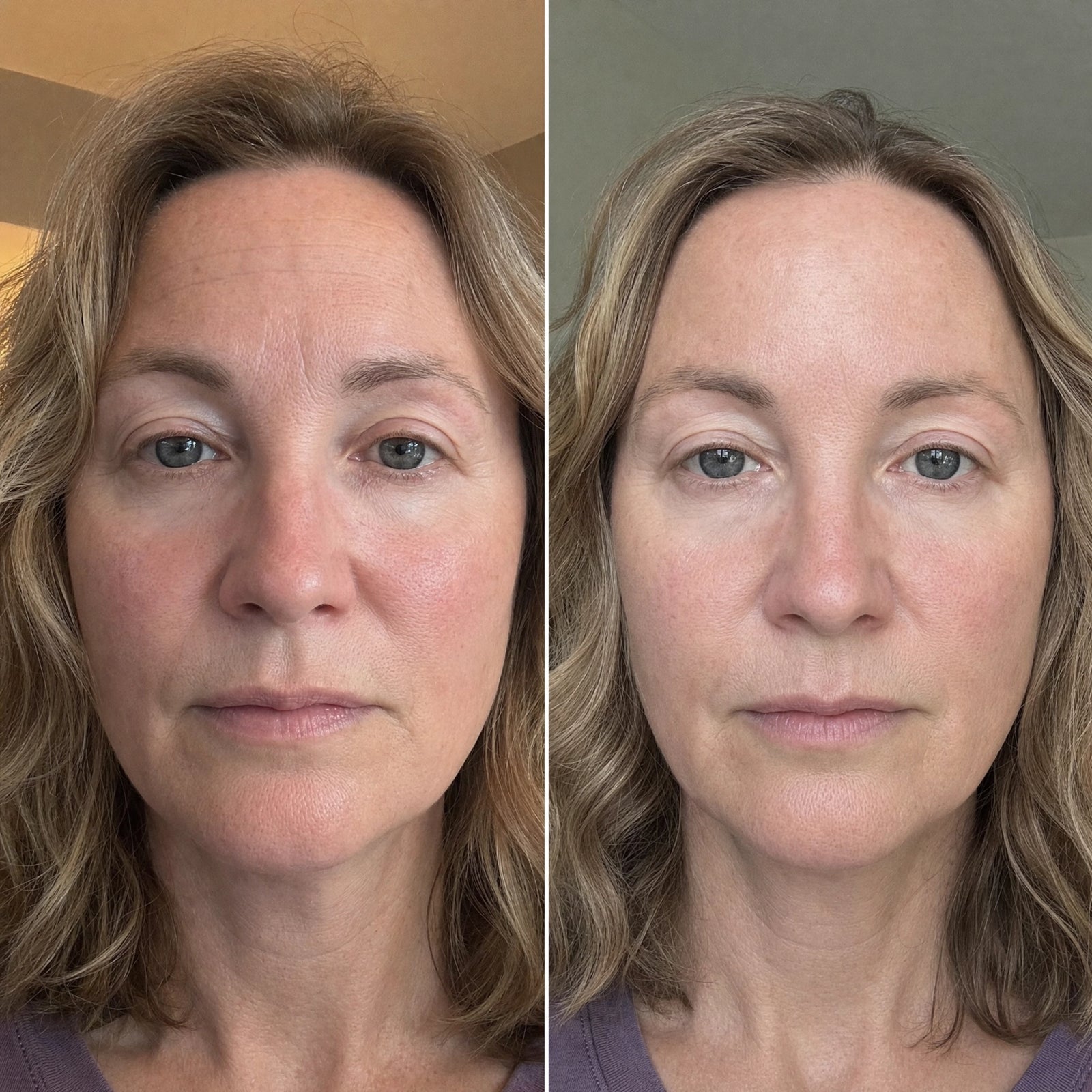 Woman 60+ holding an old photo of herself in her 40s, comparing to her reflection